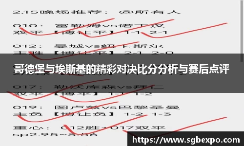 哥德堡与埃斯基的精彩对决比分分析与赛后点评